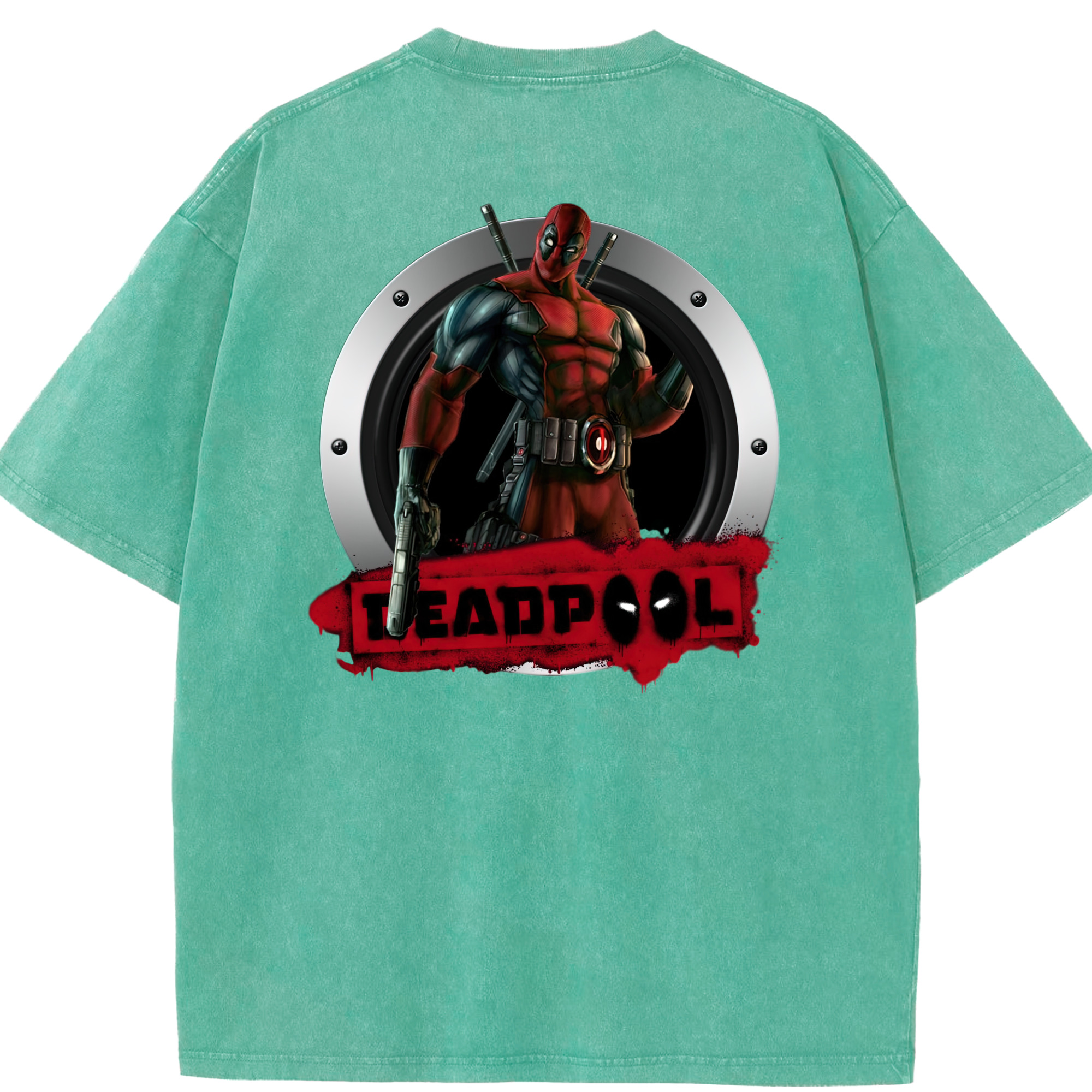 （画像用） Deadpool デッドプール 綿100% ヴィンテージ風 半袖Tシャツ（背面プリント）